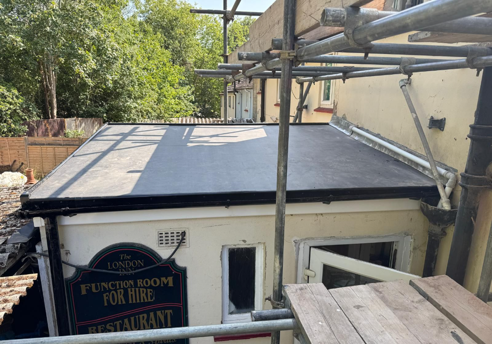 Modern EPDM Roof Installation Following Corrugated Roof Removal in Cheltenham