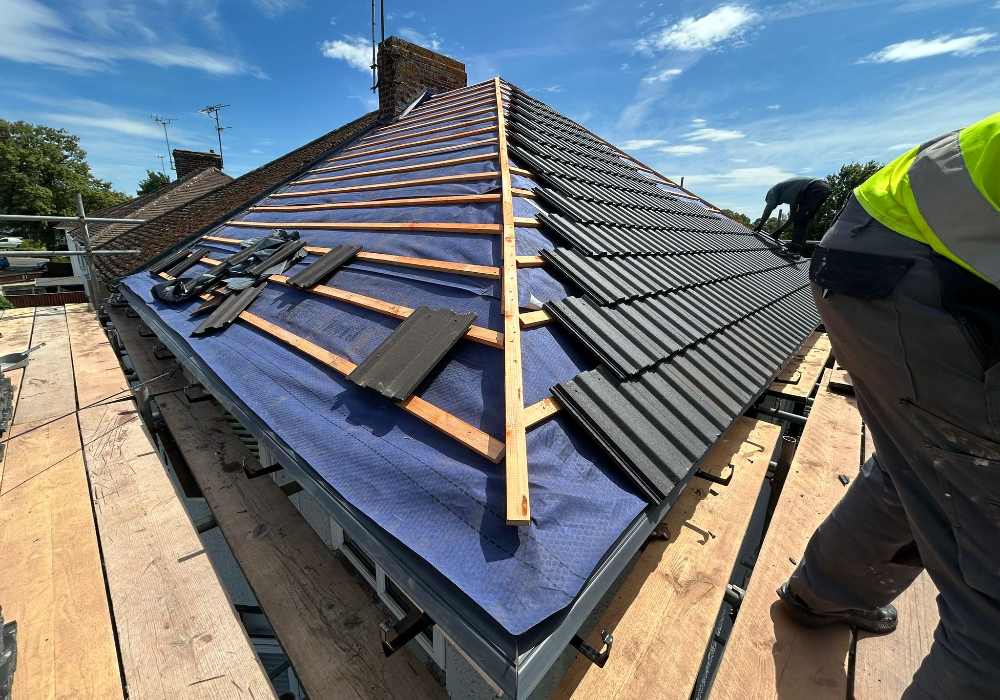 New Roof Battens Fitted During Full Roof Replacement In Cheltenham