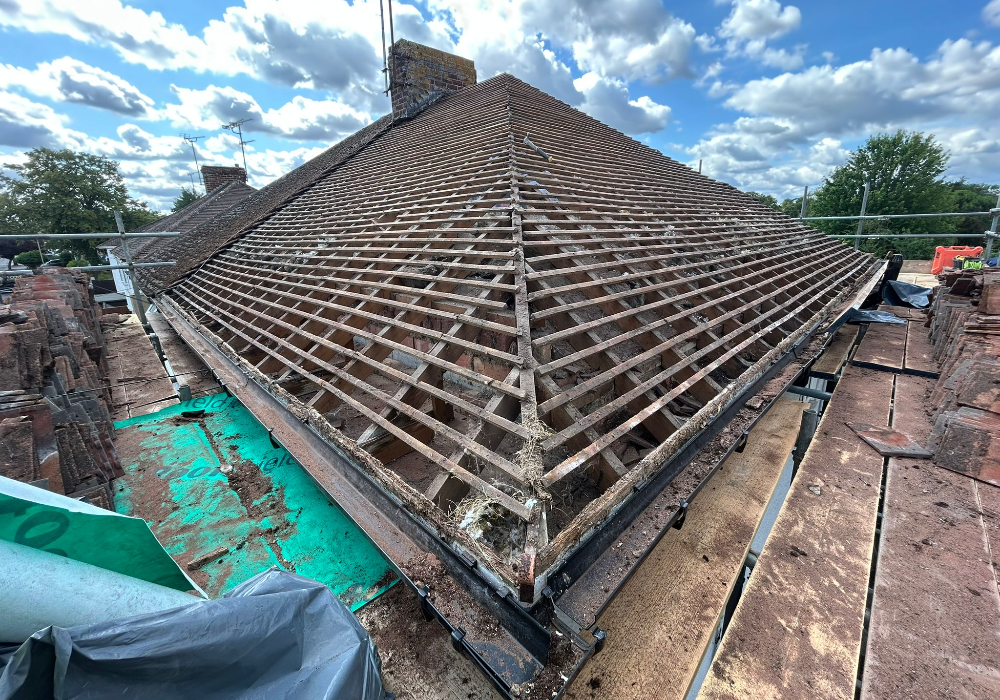 Stripped Roof Showing Missing Underfelt Before Replacement In Cheltenham