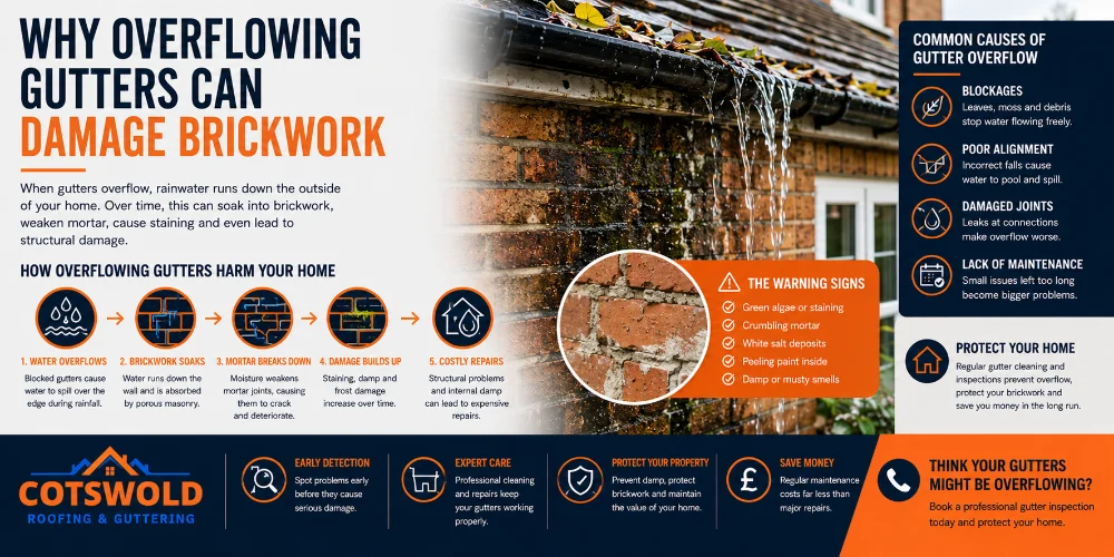Why Overflowing Gutters Can Damage Brickwork