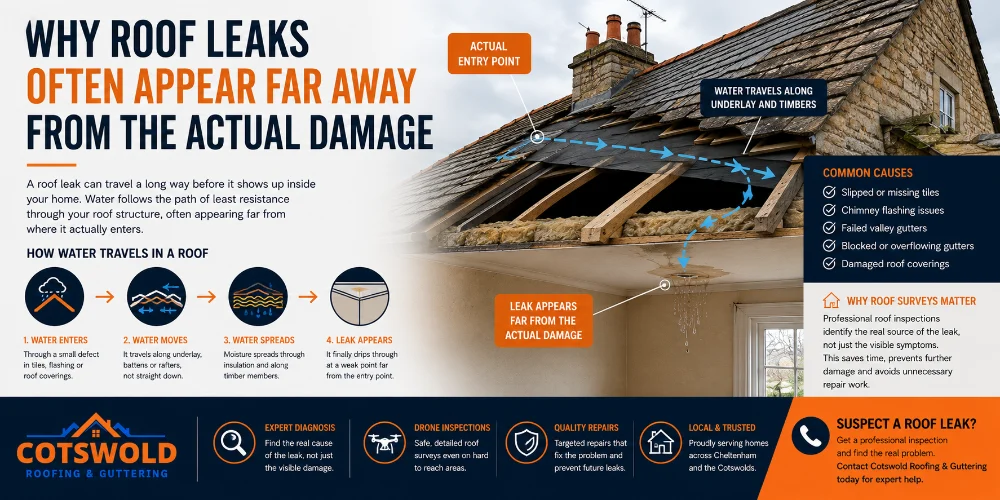 Why Roof Leaks Appear Far Away From the Damage